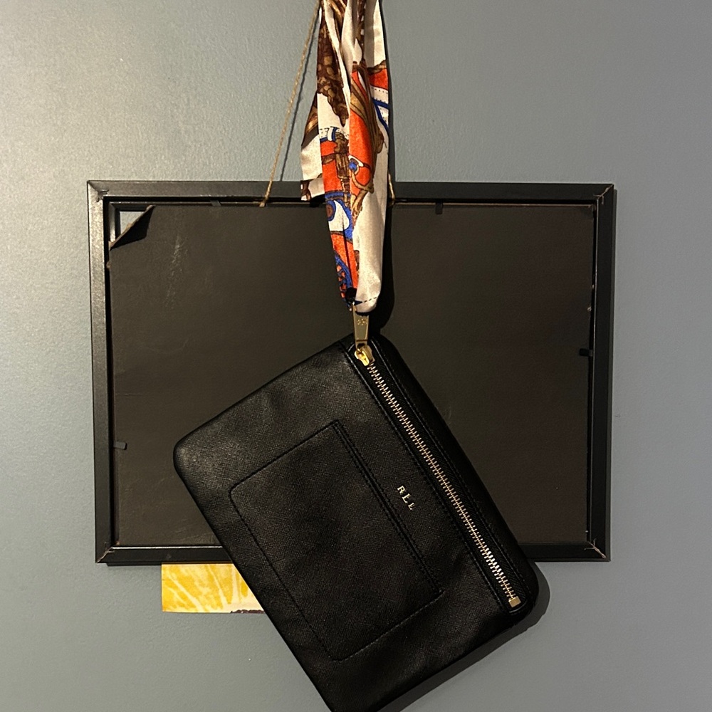 Black leather wristlet